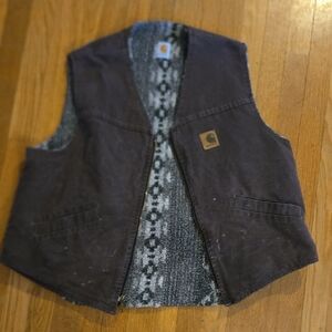 Carhartt Dark Brown Vest with Patterned Interior